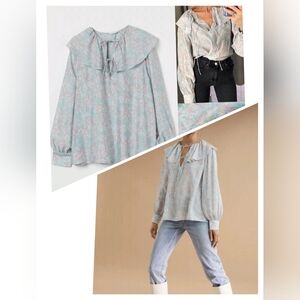 H&M Light Blue Floral Women's Blouse